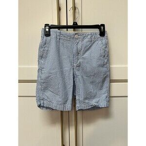 Gap Seersucker Blue & White Shorts Boys Sz 14 Slim Adjustable Waist Preppy Flat